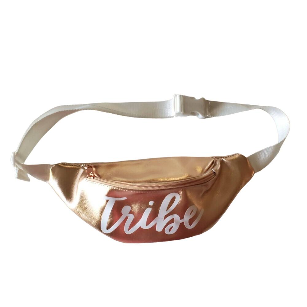 TRIBE Fanny Pack Rose Gold Waist Bag 12.5”x 6.5” Bag Zipper Closure Adjustable